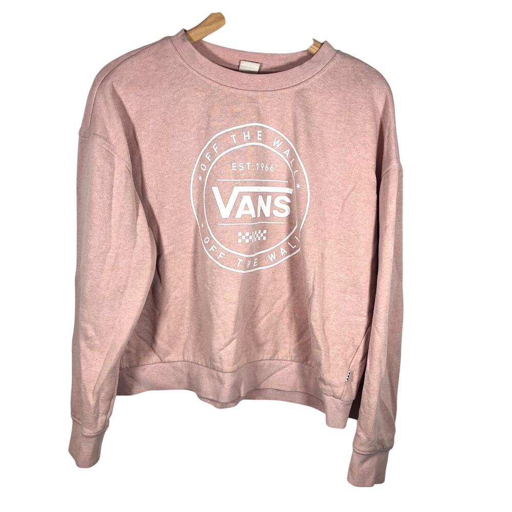 Vans Pink Sweater Off The Wall Boxy Pullover Long Sleeve Size Large